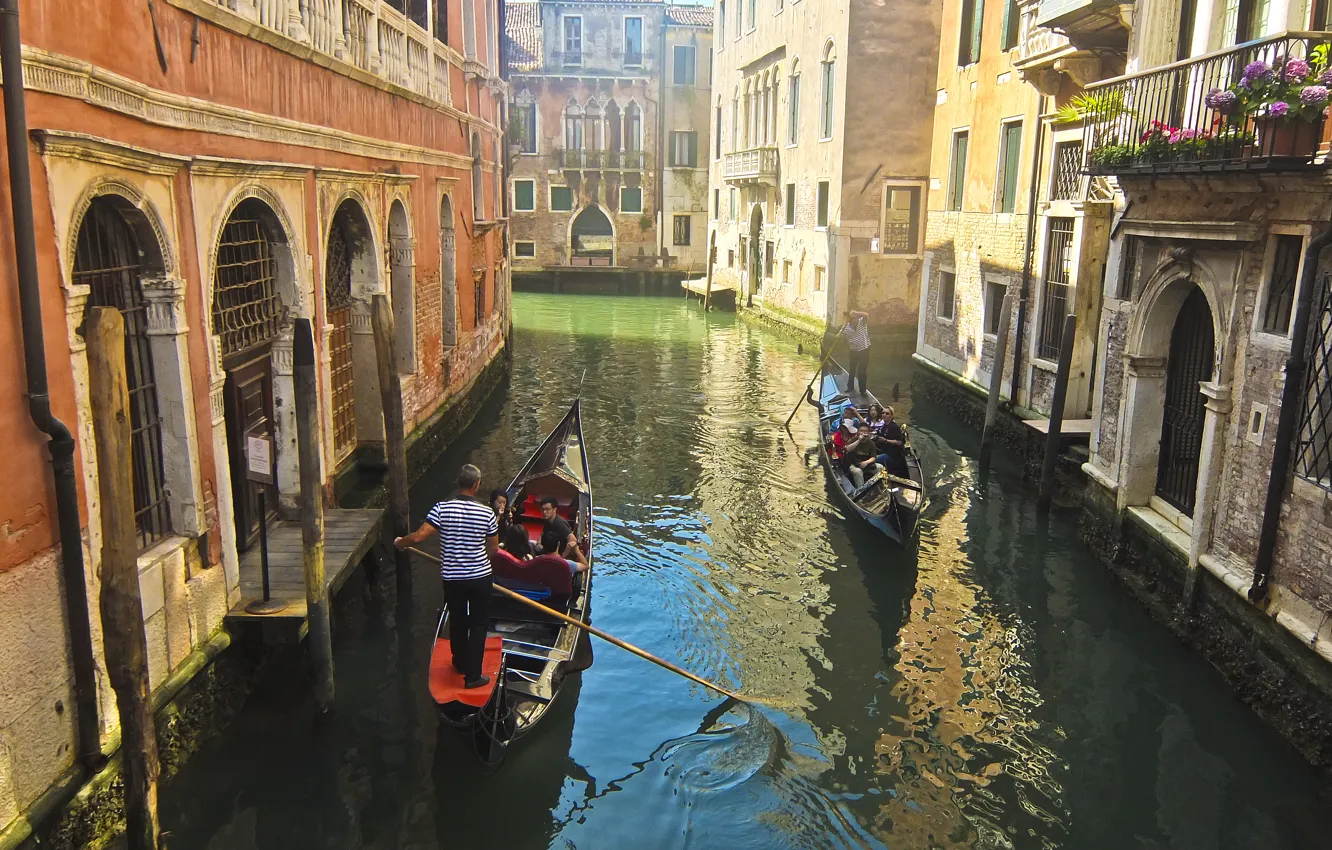Фото обои Италия, Венеция, канал, Italy, гондолы, Venice, Italia, Venezia