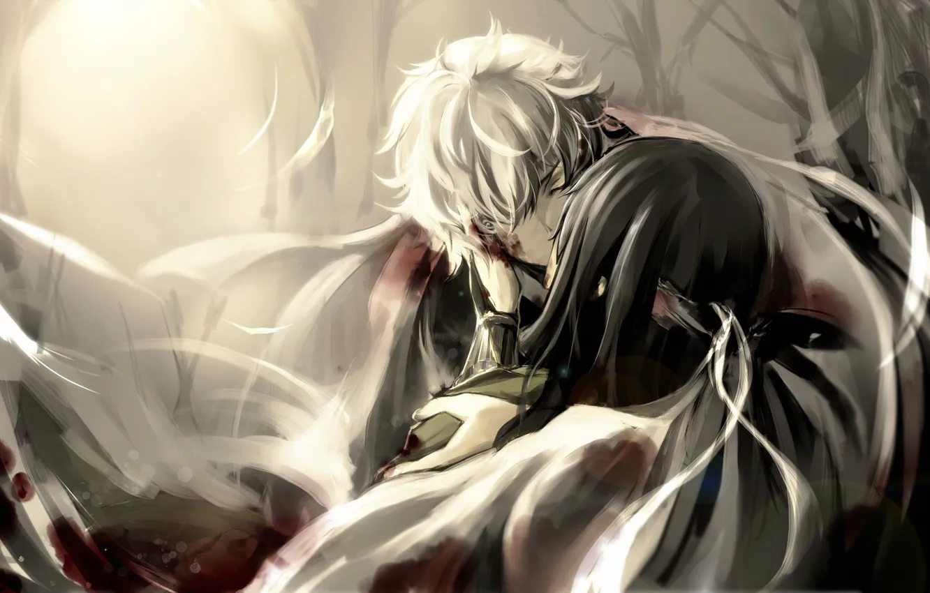 Фото обои blood, kiss, katsura kotaro, sakata gintoki