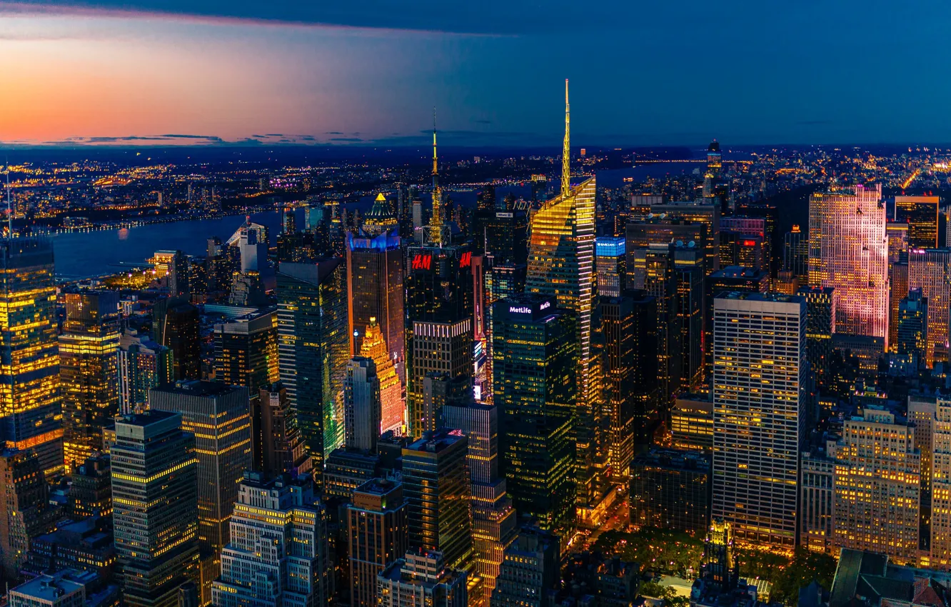 Фото обои город, вид, Нью-Йорк, панорама