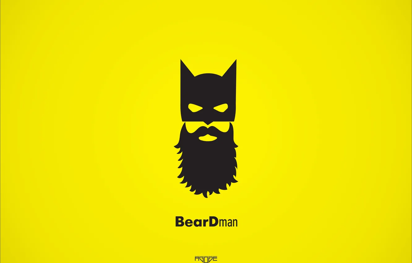 Фото обои batman, минимализм, желтый фон, beardman, мажмен
