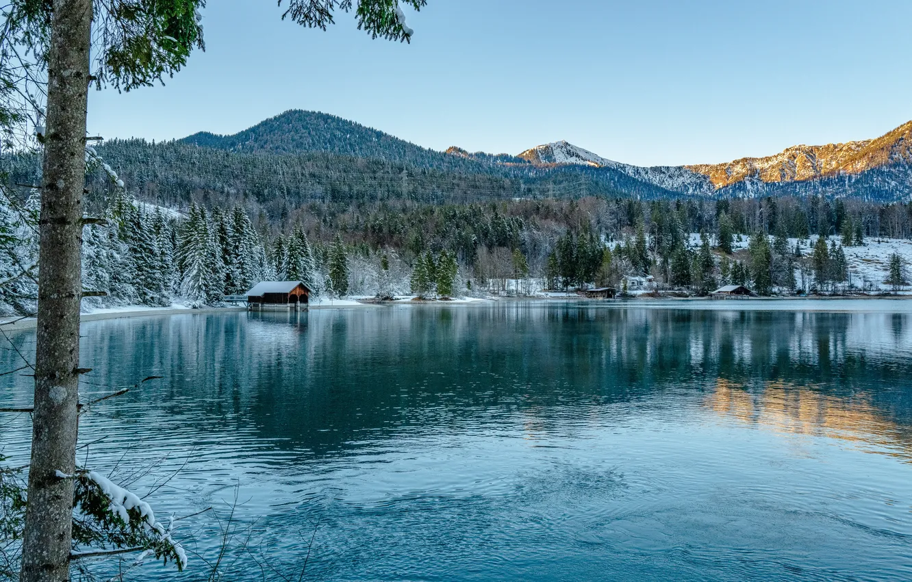 Фото обои Горы, Озеро, Германия, Бавария, Walchensee