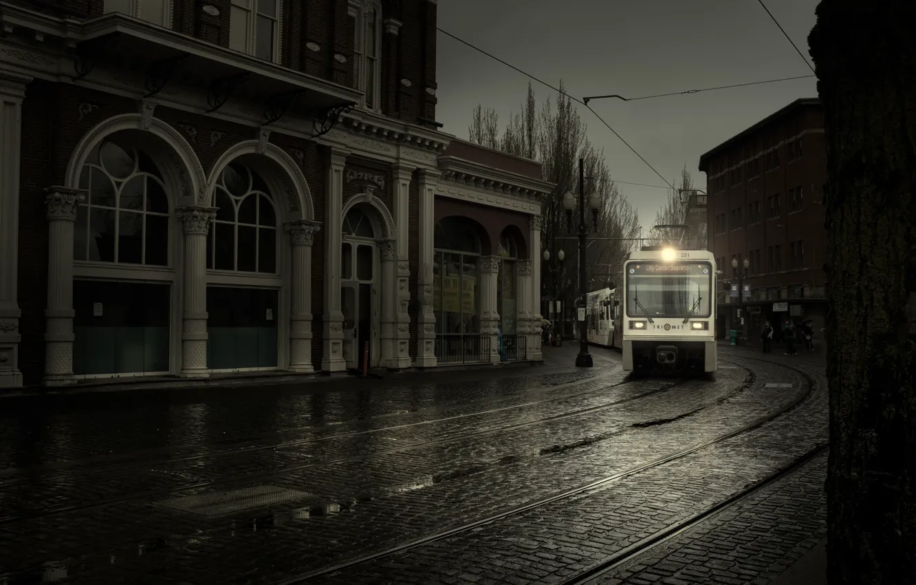 Фото обои путешествия, дождь, улица, поезд, Портленд, rain, street, train