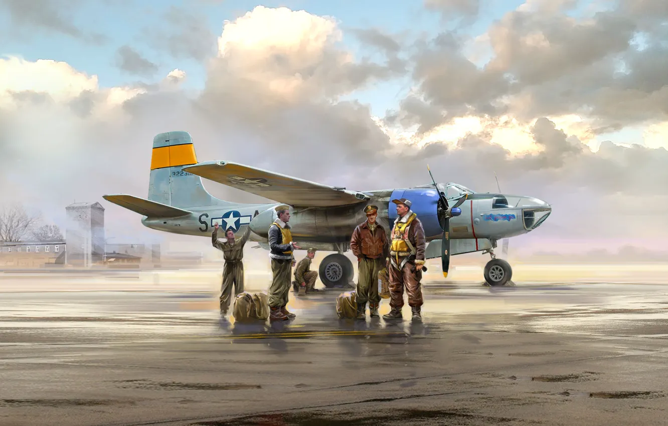 Фото обои США, бомбардировщик, Штурмовик, Douglas A-26 Invader, Иван Хивренко, US Airforce, A-26C-15 Invader w/USAF Pilots