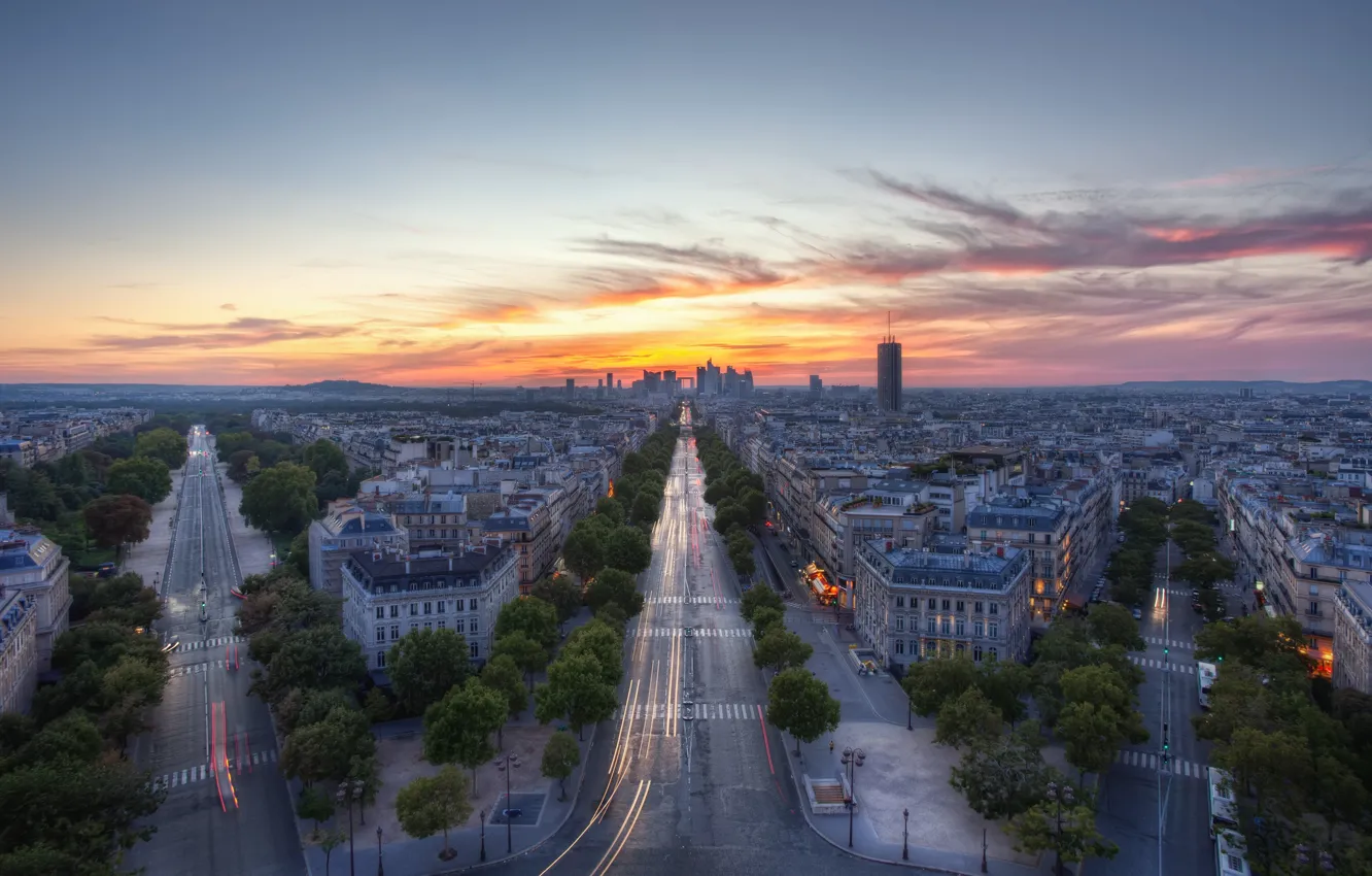 Фото обои город, париж, HDR, выдержка, франция