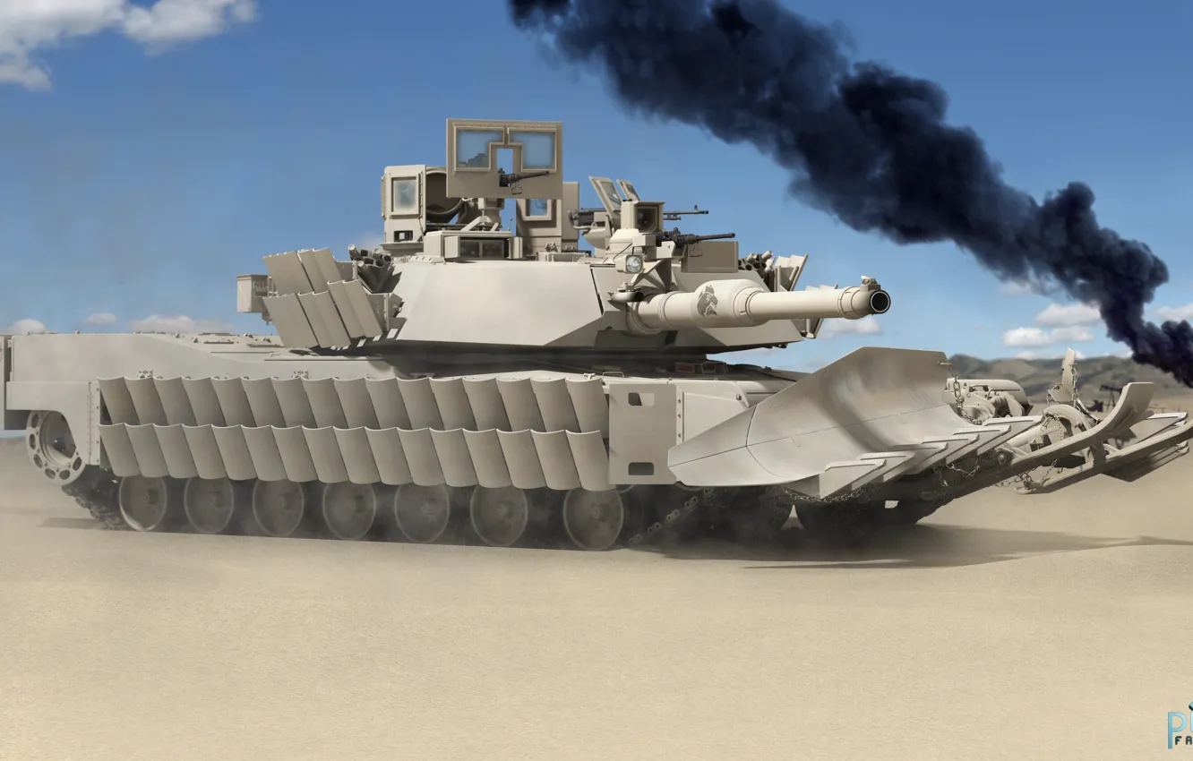 Фото обои рендеринг, танк, Abrams, абрамс, основной боевой танк США