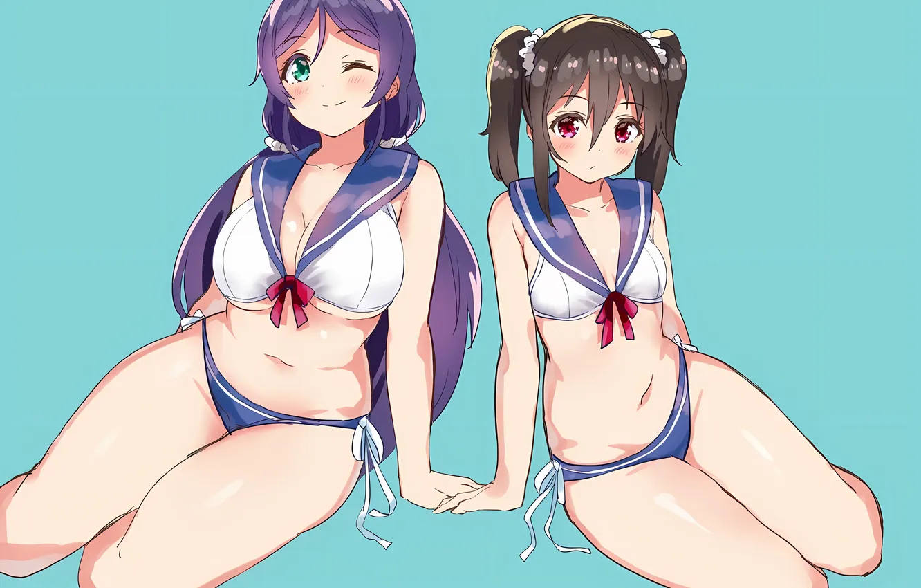 Фото обои sexy, cleavage, green eyes, long hair, legs, girls, boobs, anime