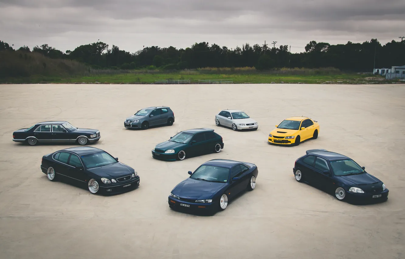 Фото обои Audi, Lexus, Volkswagen, Mitsubishi, Mercedes, Honda