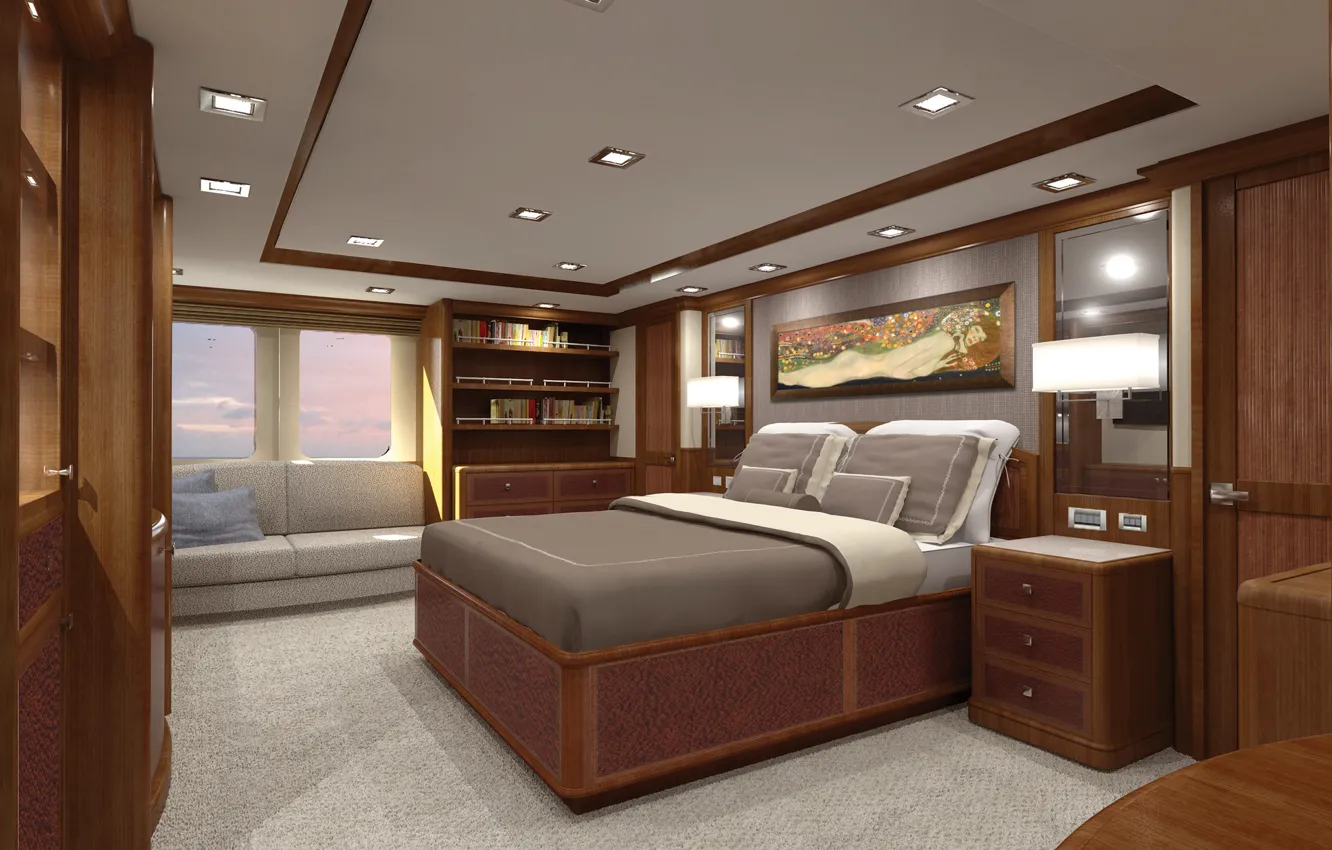 Фото обои дизайн, стиль, интерьер, яхта, люкс, interior, каюта, Destry Darr yacht