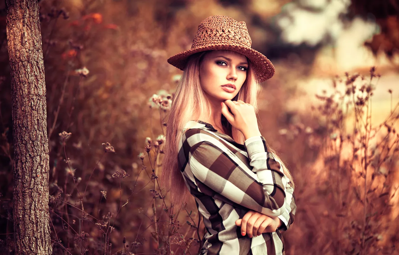 Фото обои Екатерина, шляпка, губки, Катя, Lods Franck