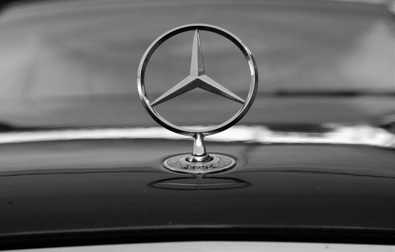 Фото обои Mercedes, Чёрно-белое, Значек