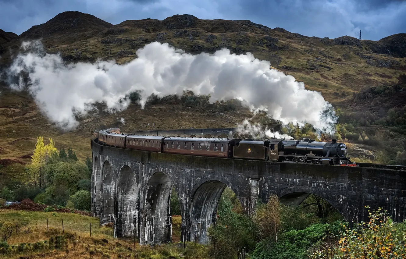 Фото обои Steam Train, Glenfinnan Viaduct, Jacobite