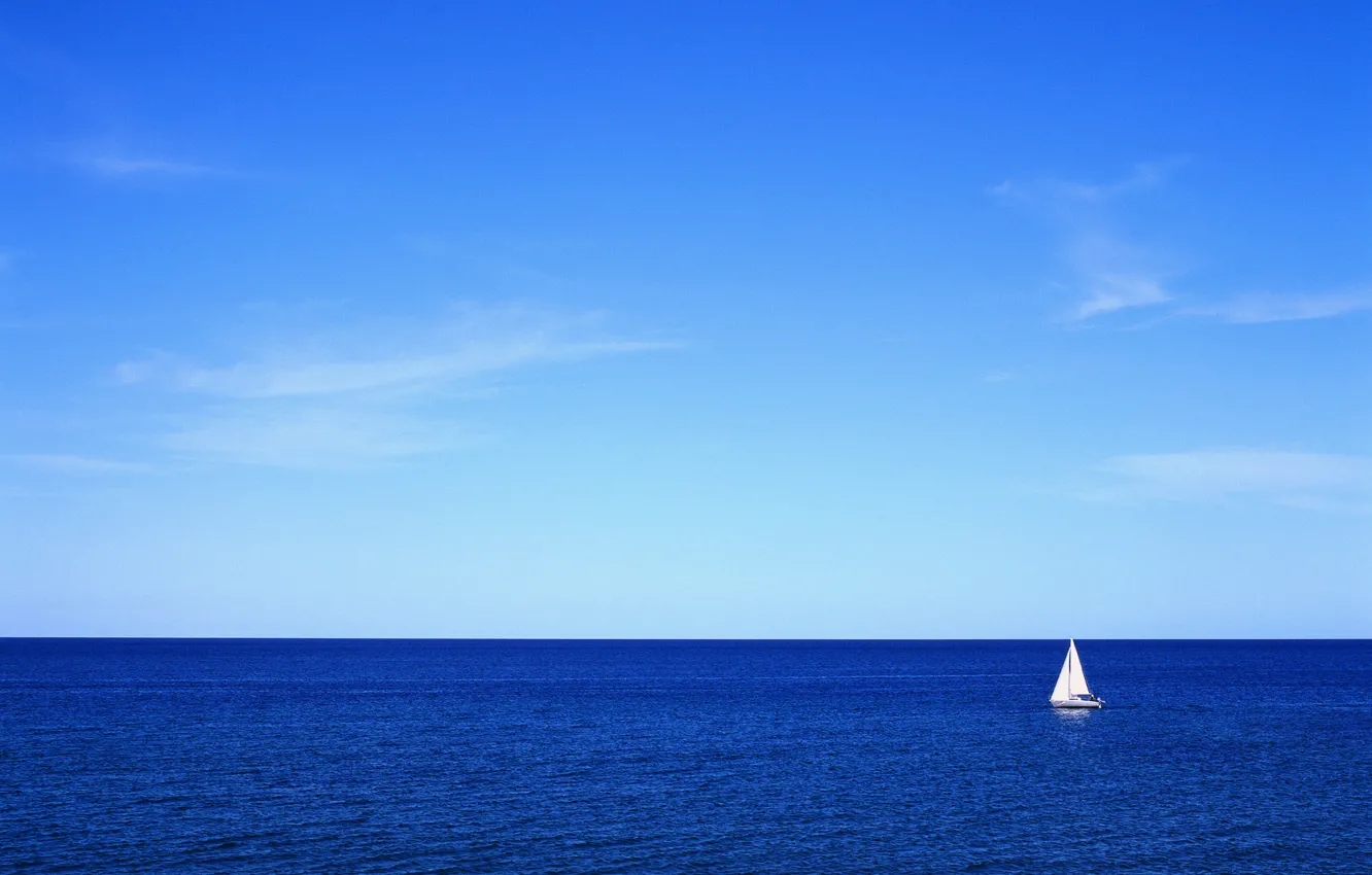 Фото обои море, небо, яхта, парус