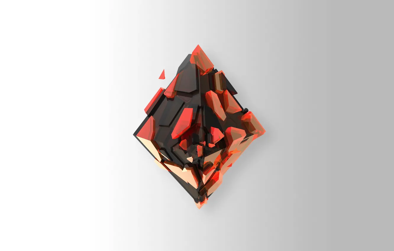 Фото обои абстракция, белый фон, ромб, abstraction, Justin Maller, Джастин Маллер, Encrusted, 3D объект