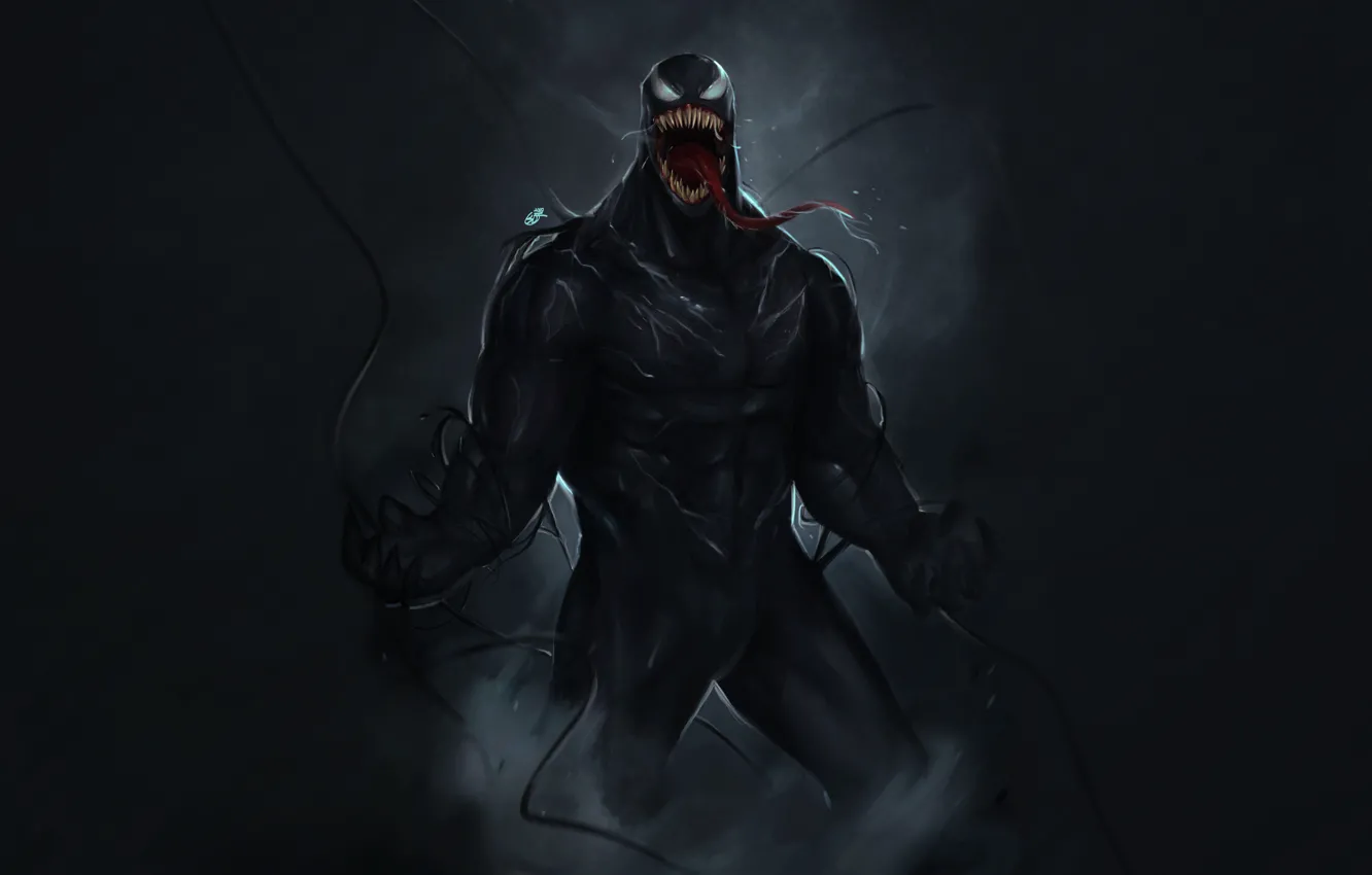 Фото обои Язык, Зубы, Marvel, Веном, Venom, Симбиот, Creatures, Venom Fanart