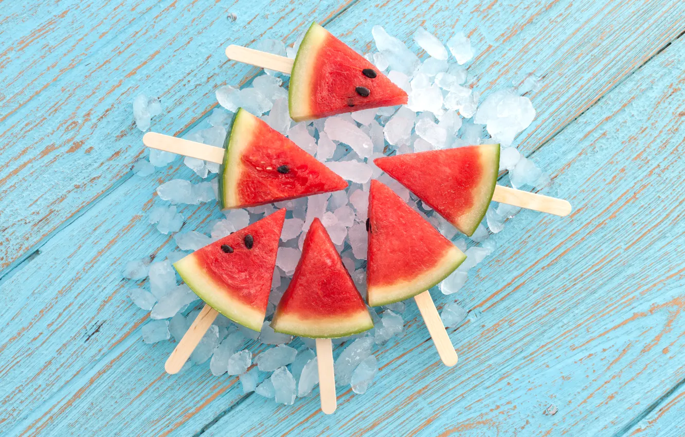 Фото обои лёд, палочки, арбуз, ломтики, water melon