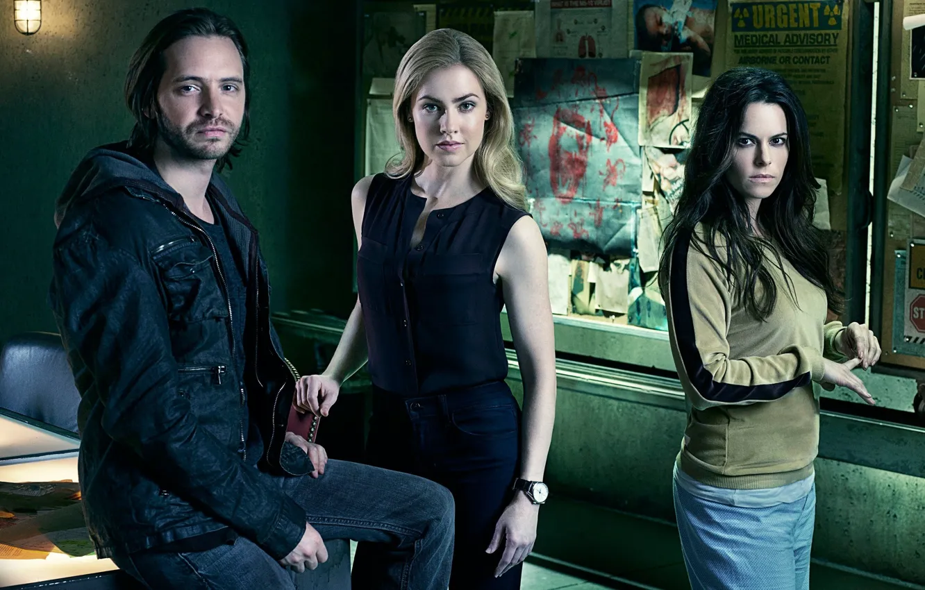 Фото обои future, woman, man, show, official wallpaper, TV series, Aaron Stanford, SyFy