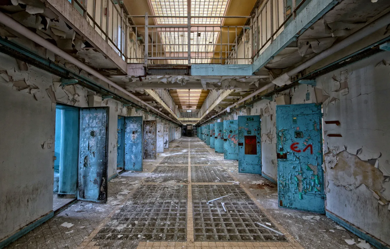 Фото обои Decay, verlassen, verlaten, Prisson, Abandoned, gevangenis, corridor
