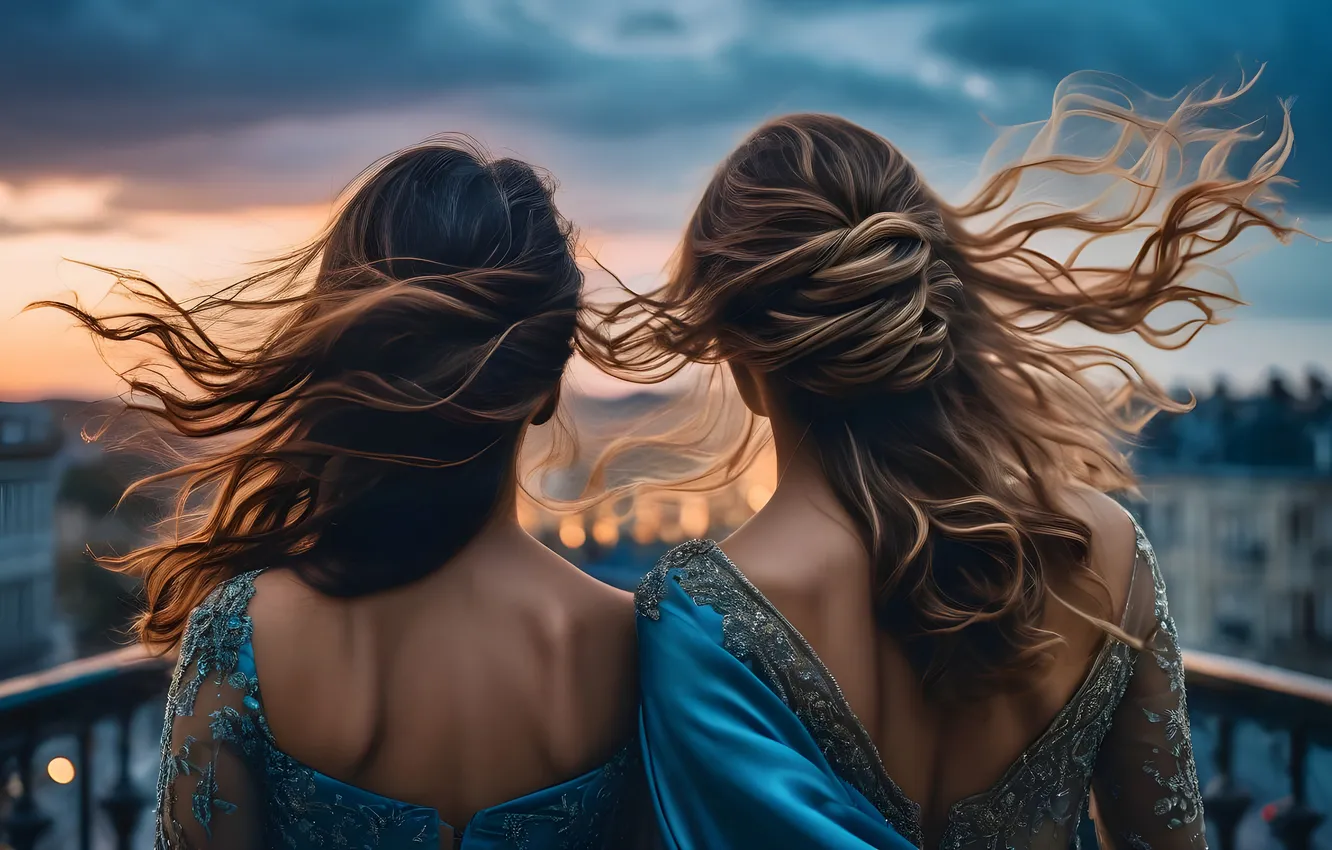 Фото обои девушка, развевающиеся волосы, ИИ-арт, НЕЙРОСЕТЬ