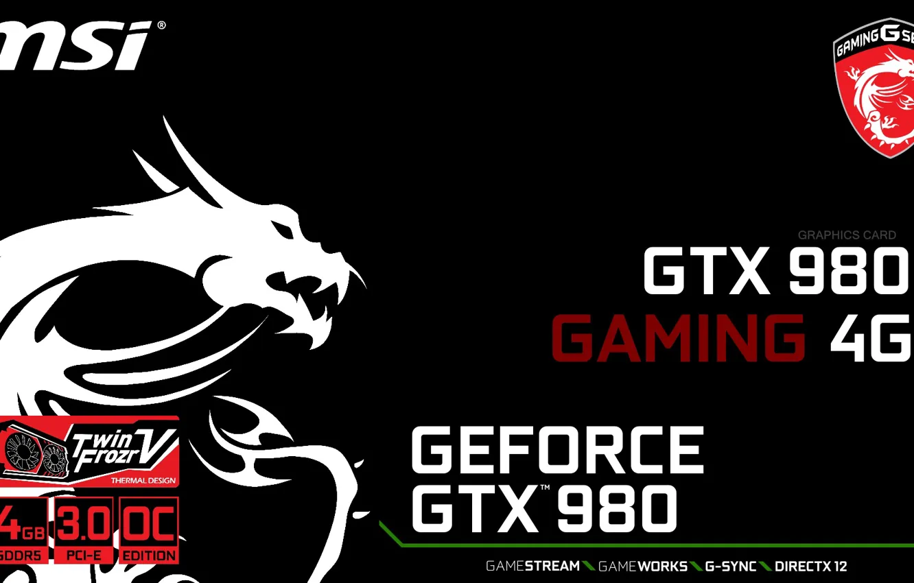Фото обои GTX, Gaming, Geforce, MSI, 980
