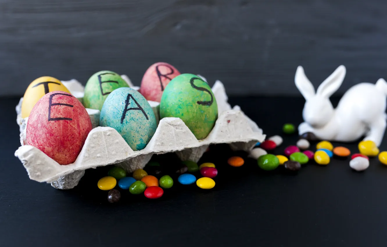 Фото обои Кролик, Конфеты, Пасха, Яйца, Праздник