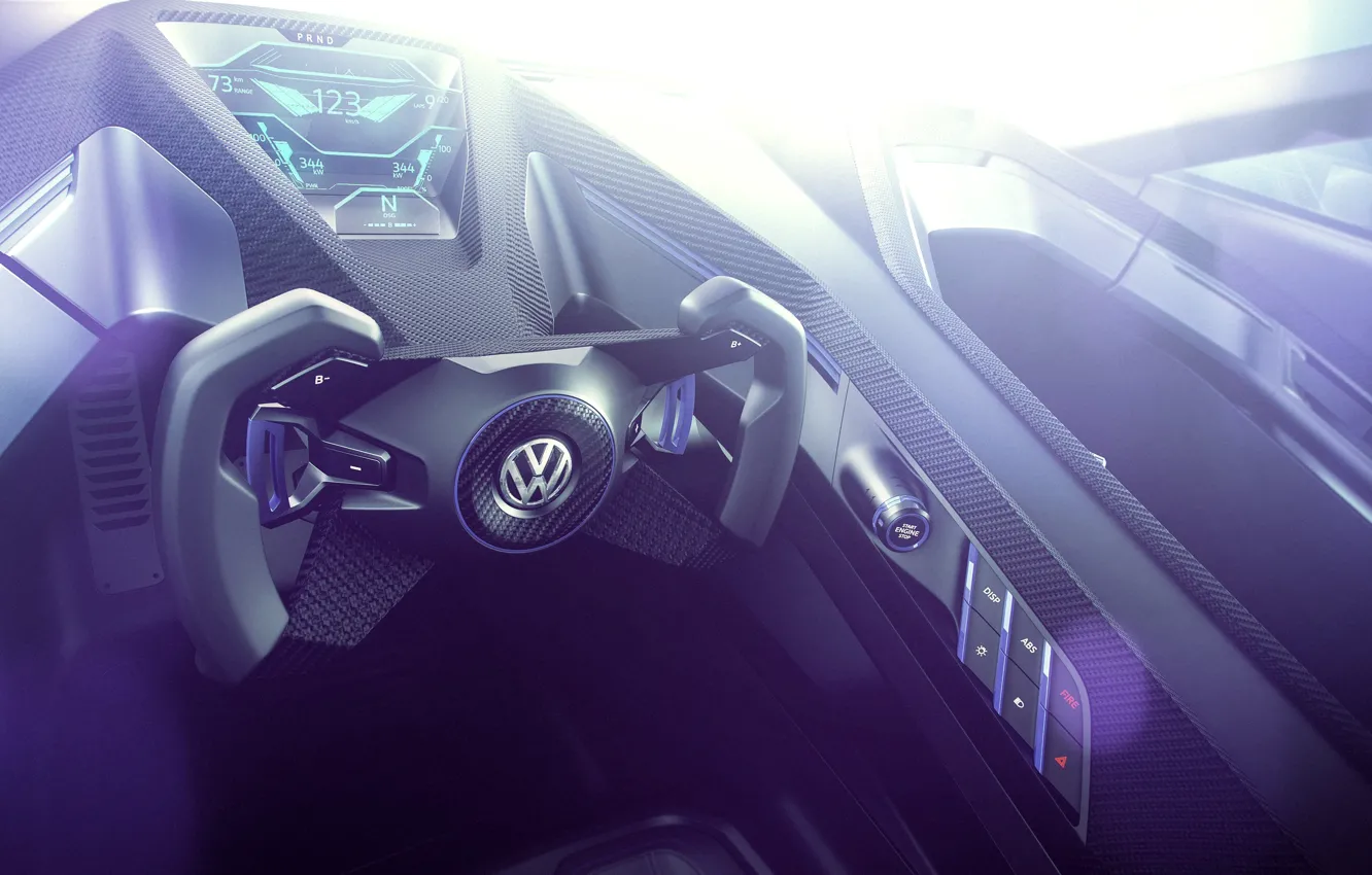 Фото обои Concept, интерьер, Volkswagen, руль, гольф, Golf, фольксваген, Sport