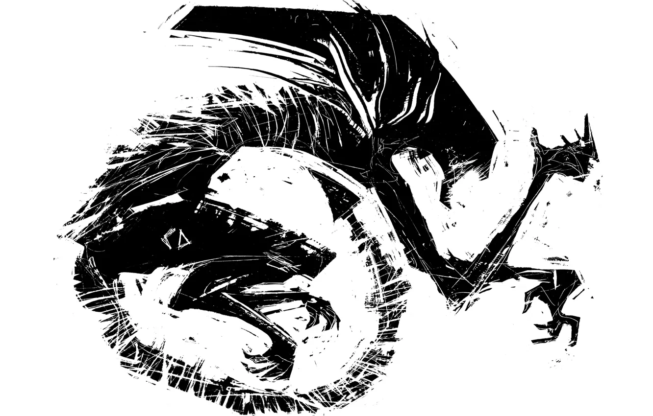 Фото обои white, black, alien, sketch, xenomorph