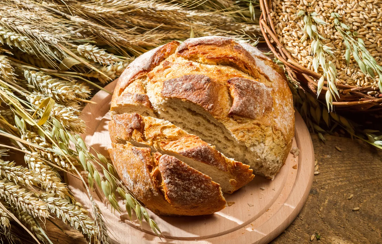 Фото обои хлеб, колосья, выпечка