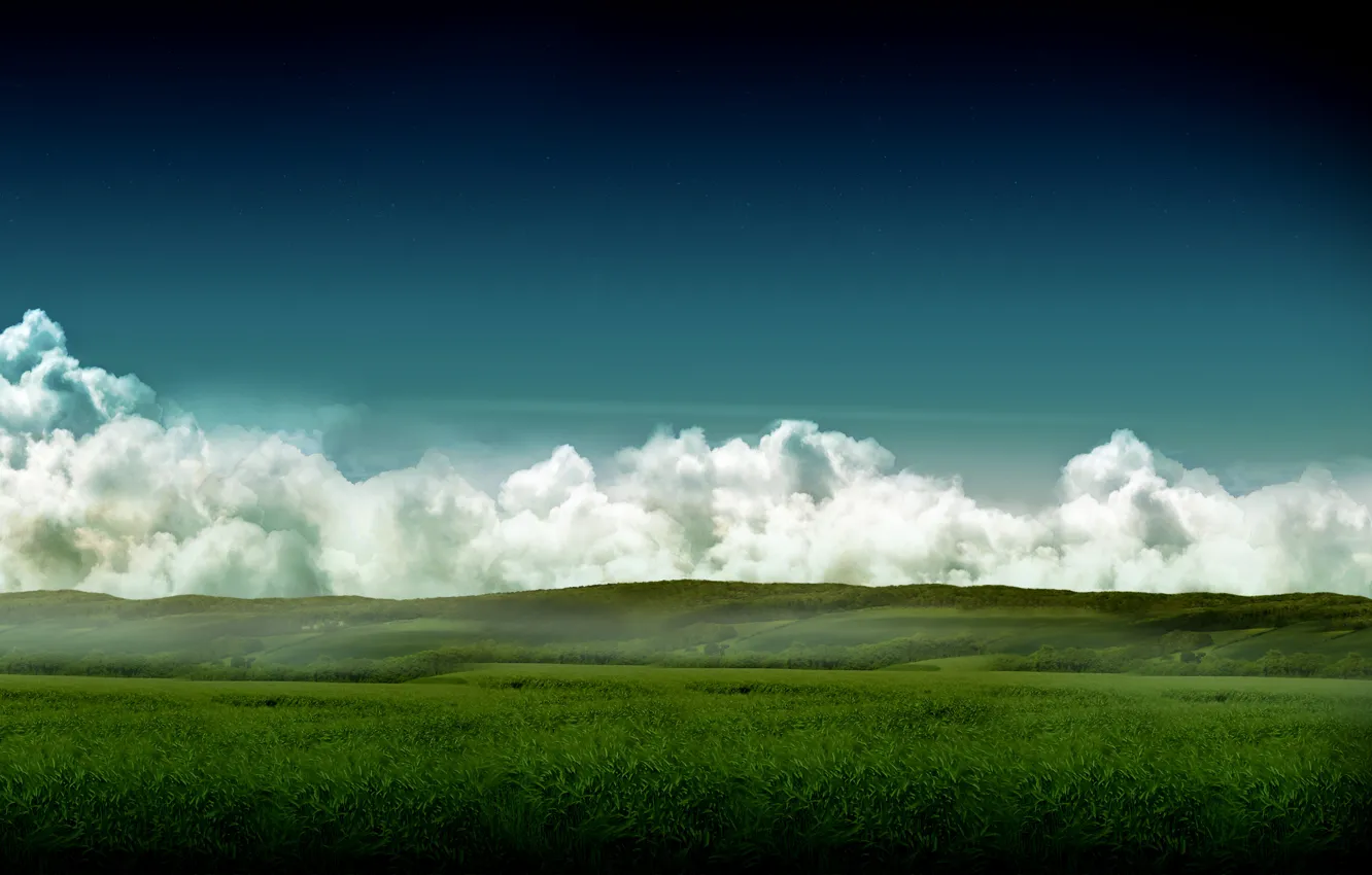 Фото обои поле, небо, трава, heaven