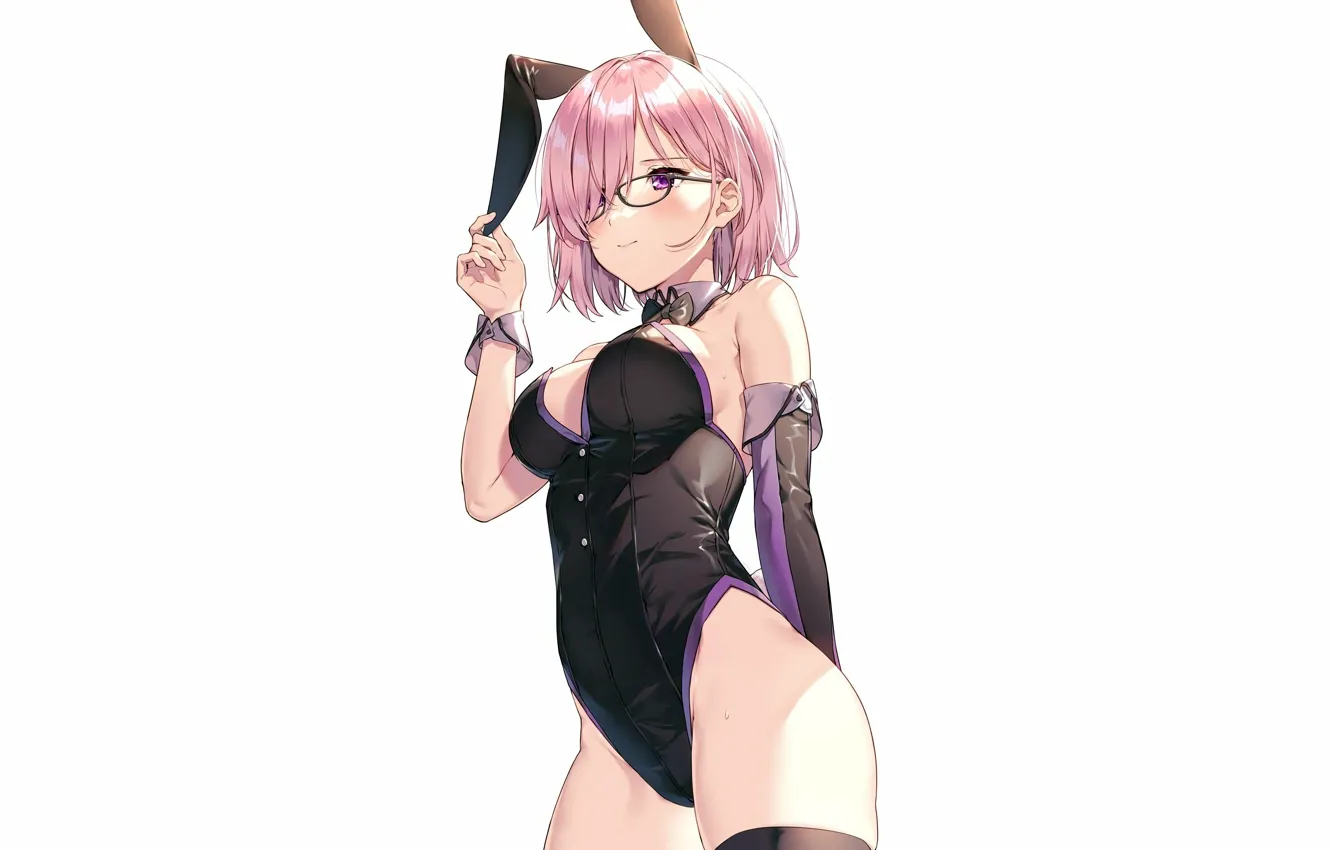 Фото обои girl, sexy, cleavage, pink hair, boobs, anime, beautiful, short hair