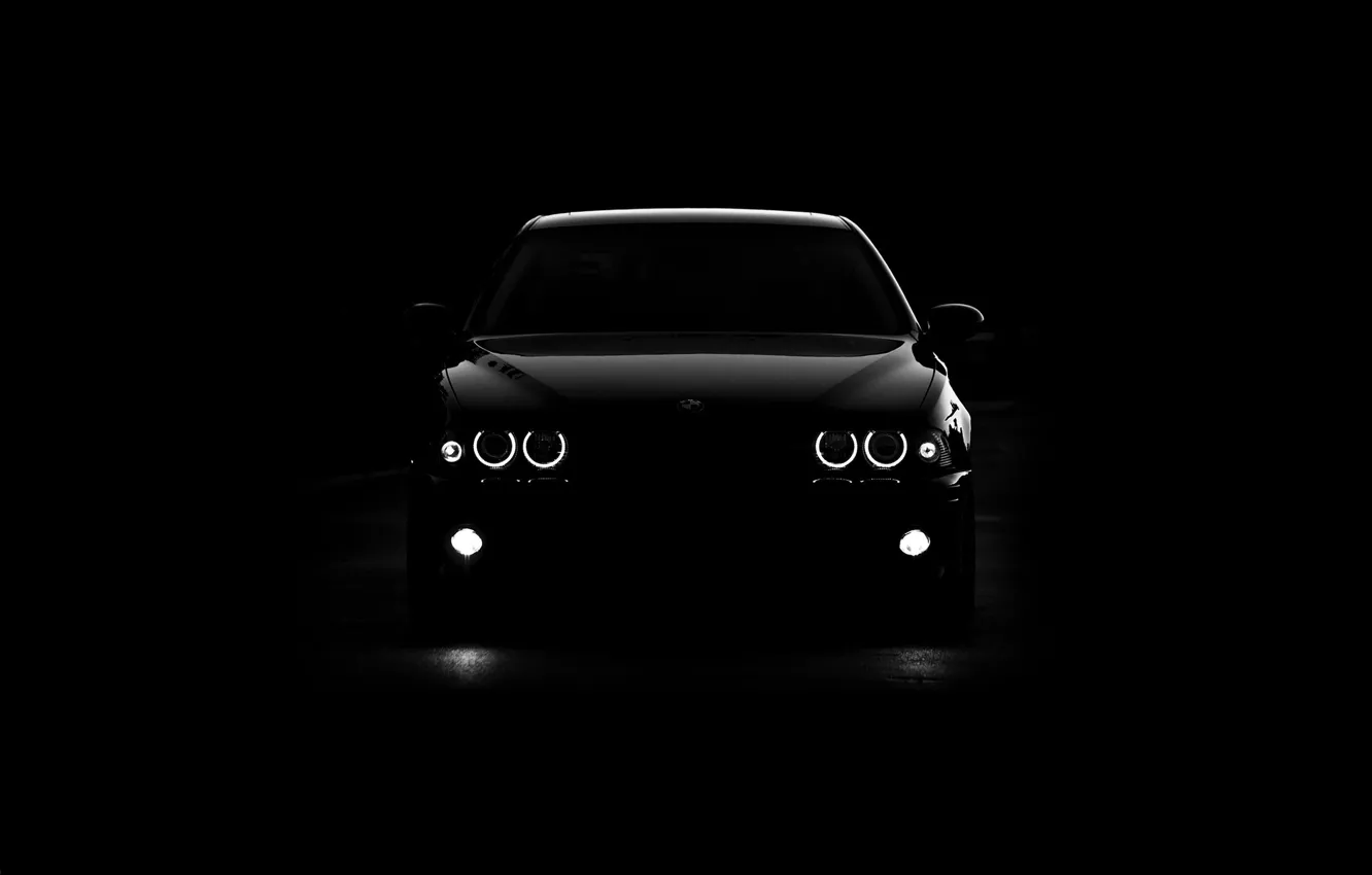 Фото обои авто, глаза, свет, черный, фары, bmw, бмв, black