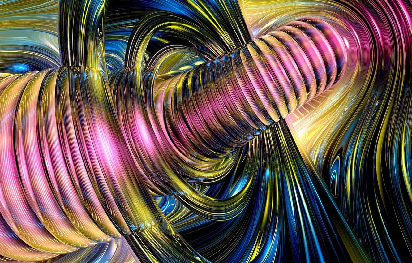 Фото обои волны, абстракция, цвет, спираль