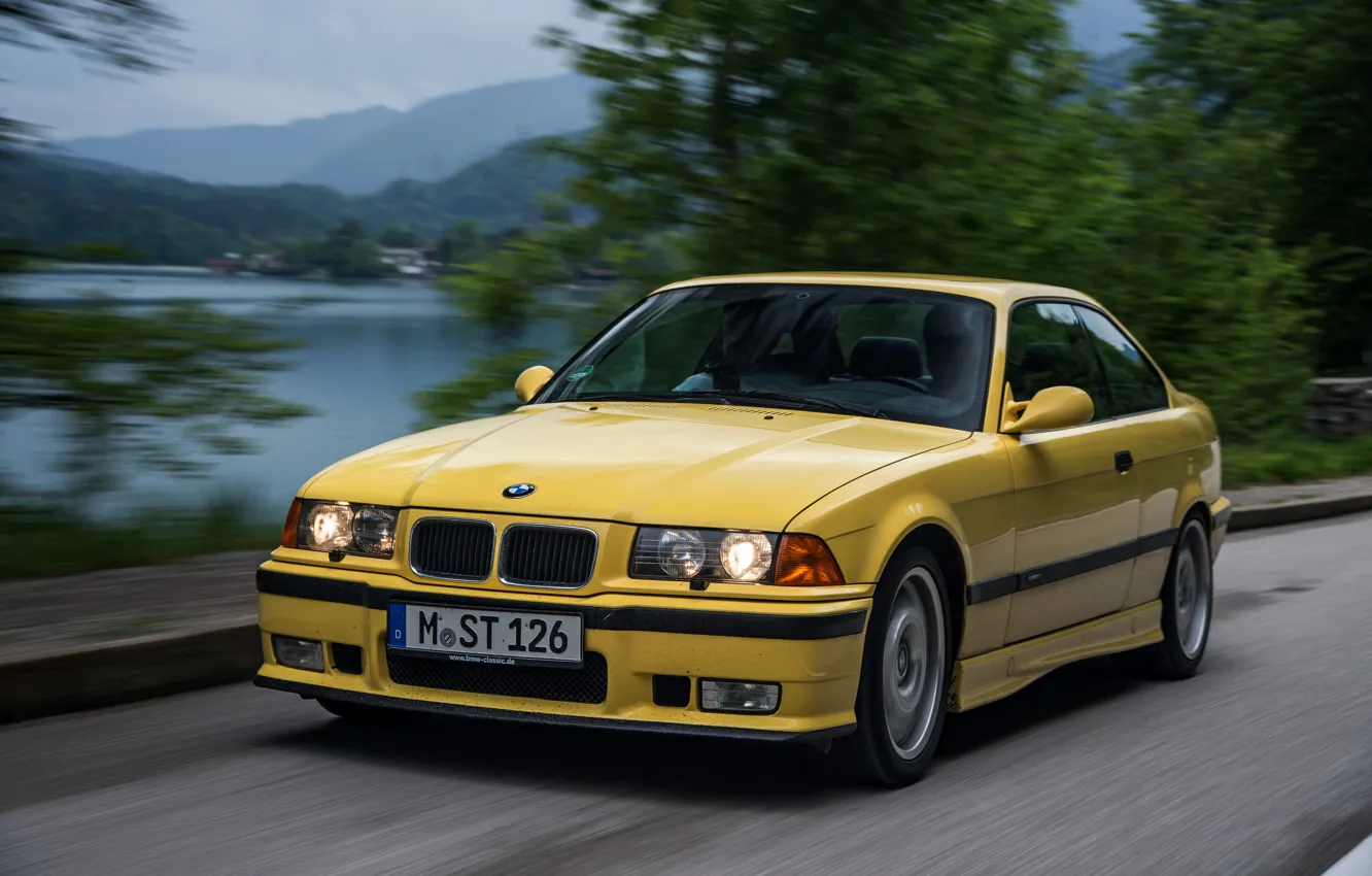 Фото обои жёлтый, купе, BMW, BMW M3, E36, M3, (1992–1999)