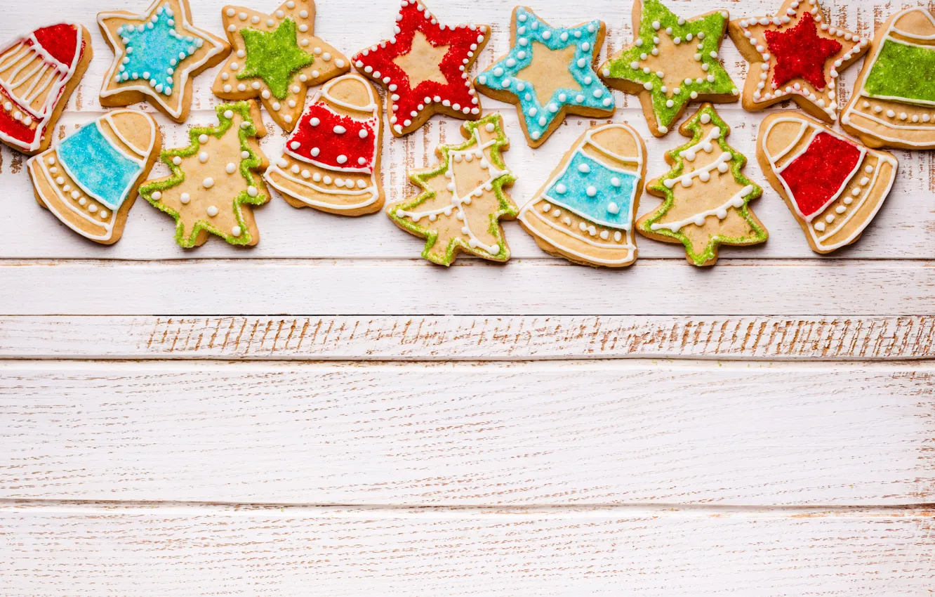 Фото обои Новый Год, печенье, Рождество, wood, Merry Christmas, Xmas, глазурь, cookies