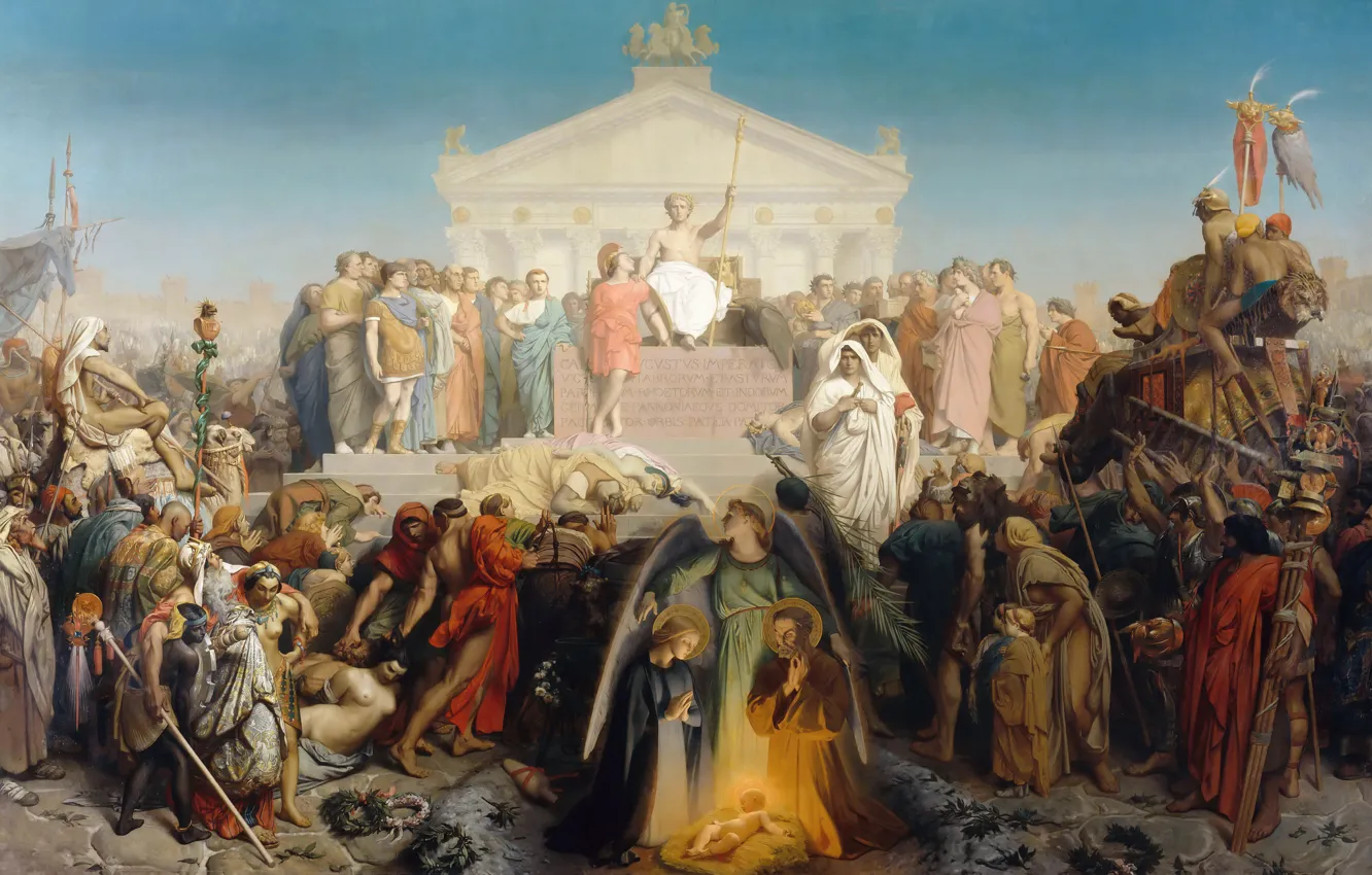 Фото обои картина, мифология, аллегория, Жан-Леон Жером, Век Августа. Рождение Христа