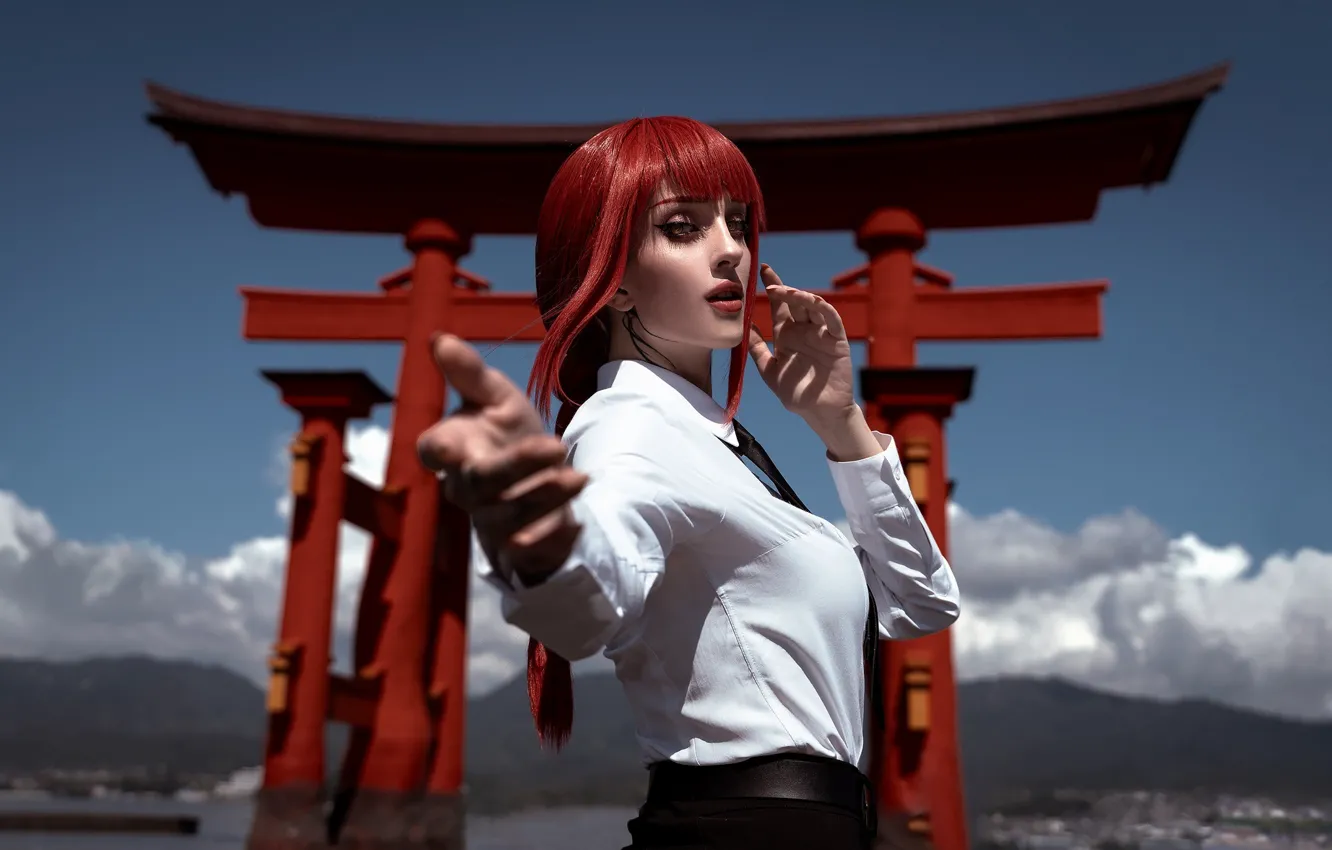 Фото обои model, women, redhead, cosplay, women outdoors, Akunohako, Alin Ma, Makima