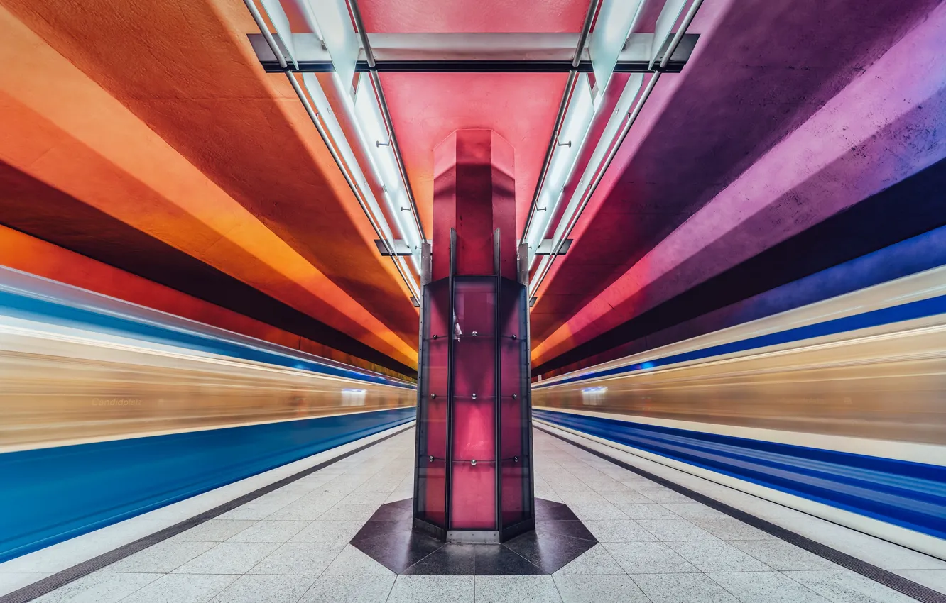 Фото обои underground, long exposure, metro station