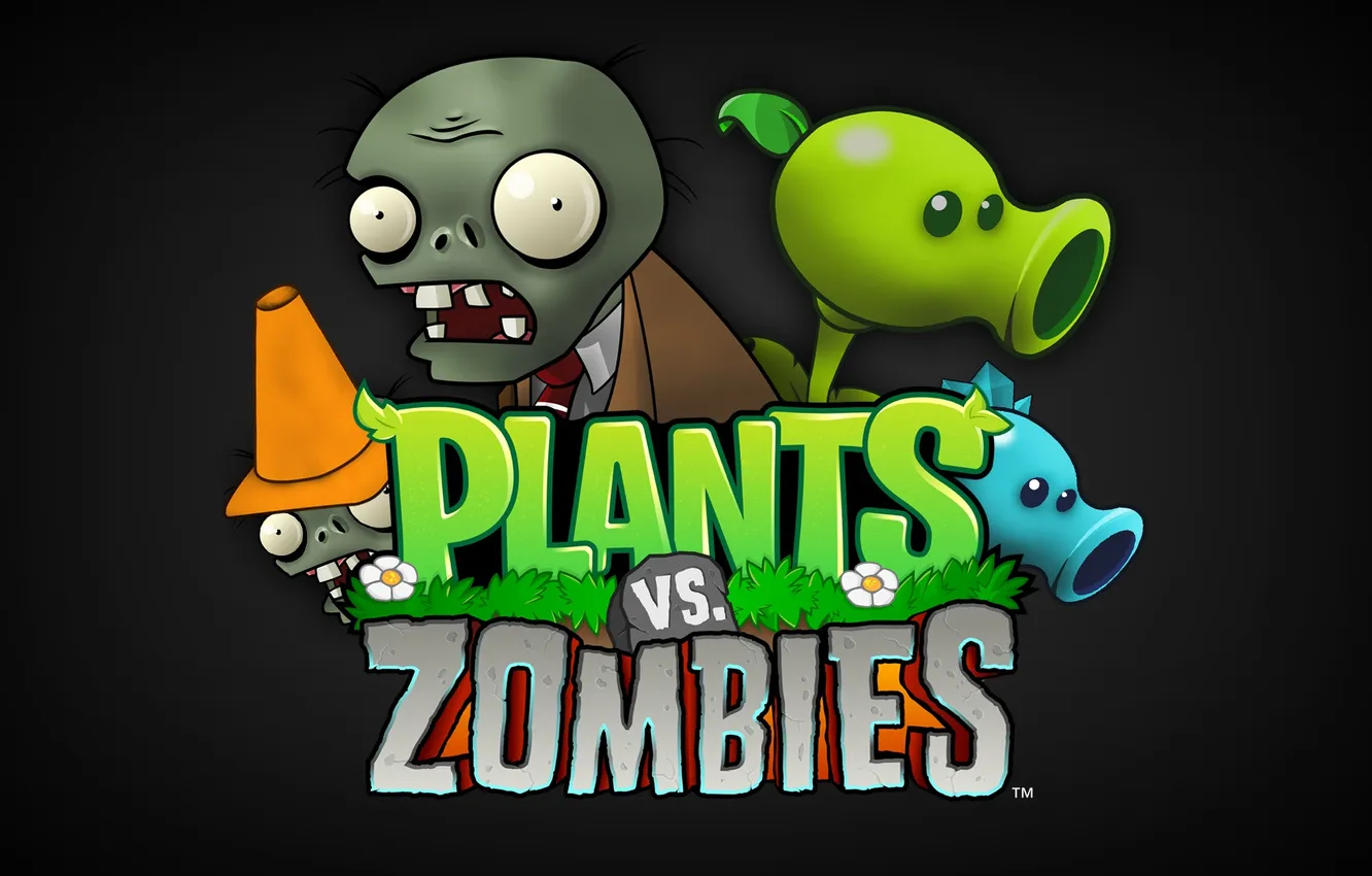 Фото обои надпись, Plants vs zombies, Растения против зомби