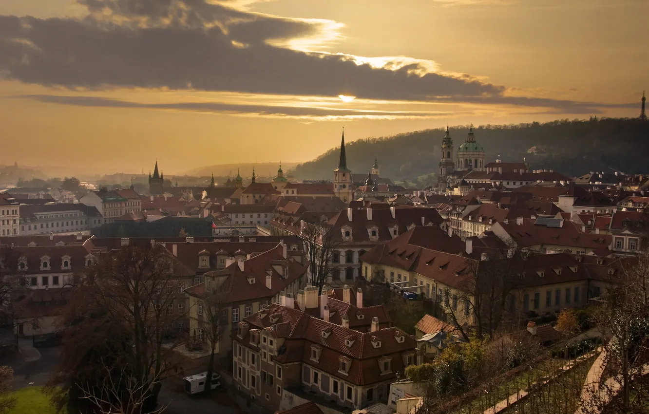 Фото обои город, утро, Praga