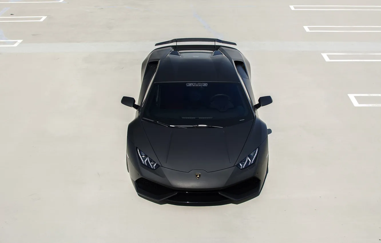 Фото обои машина, черный, Lamborghini, матовый, ламбо, суперкар, передок, Huracan