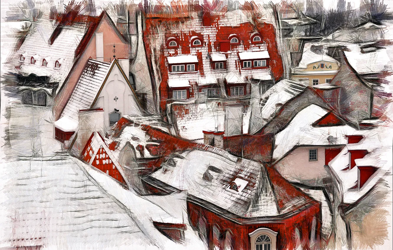 Фото обои город, дома, крыши, Tallinn