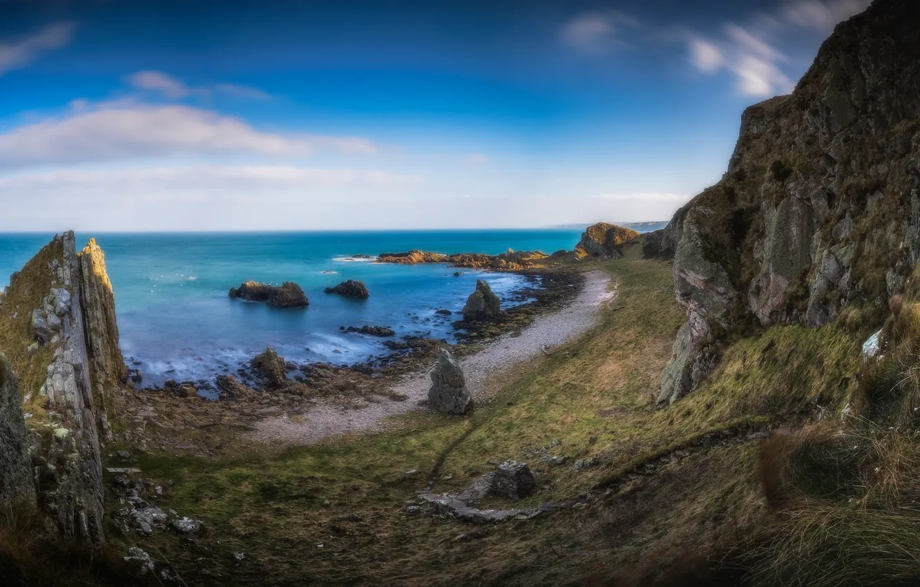Фото обои скалы, побережье, Шотландия, Scotland, Cullen