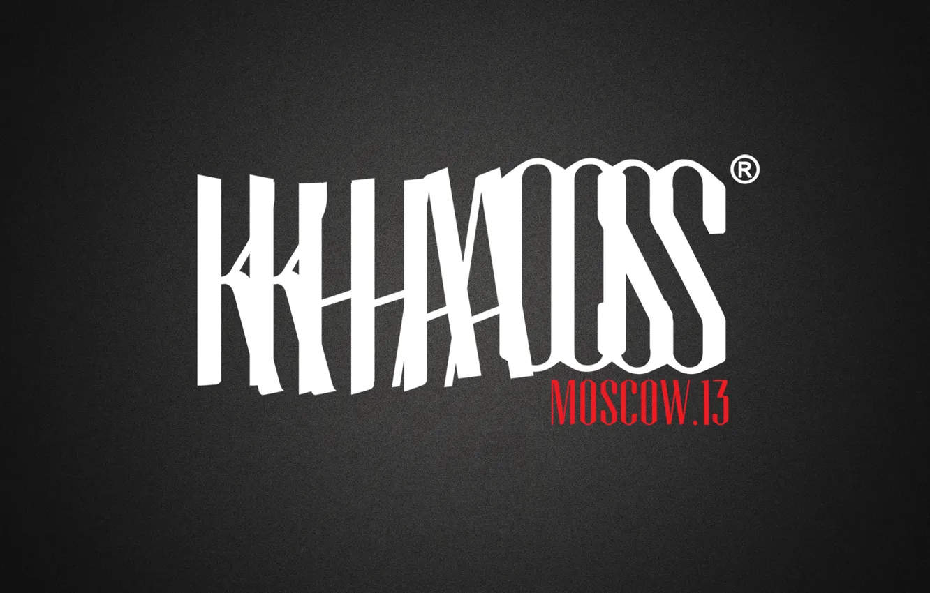 Фото обои logo, серый фон, moscow, brand, khaos