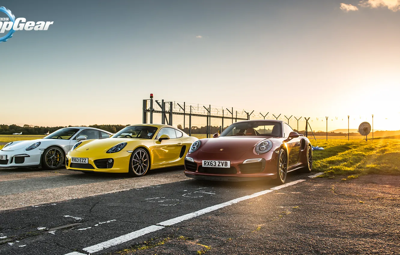 Фото обои Porsche, Top Gear, GT3, Топ Гир, Supercar, Суперкары, Cayman S, 911 Turbo S