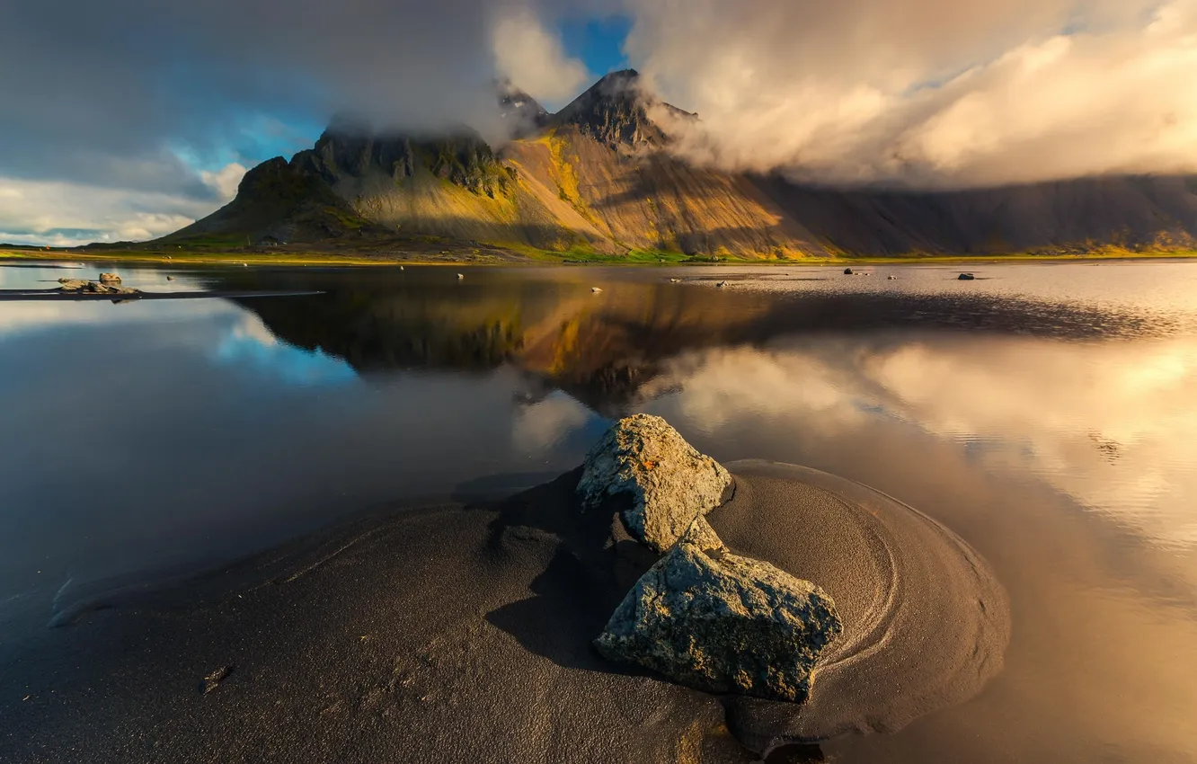Фото обои природа, река, гора, Исландия