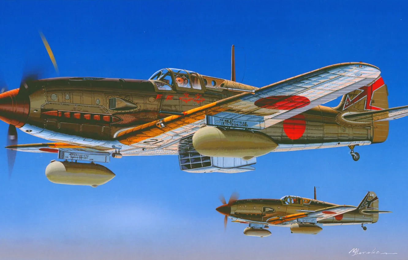Фото обои Япония, Истребитель, Ki-61, Боевой самолёт, IJAAF, Ki-61 Hei