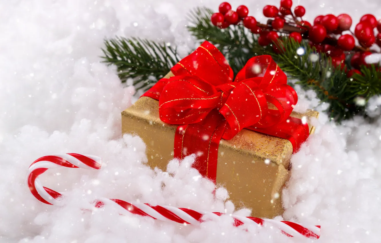Фото обои снег, подарок, Новый Год, Рождество, Christmas, snow, New Year, gift