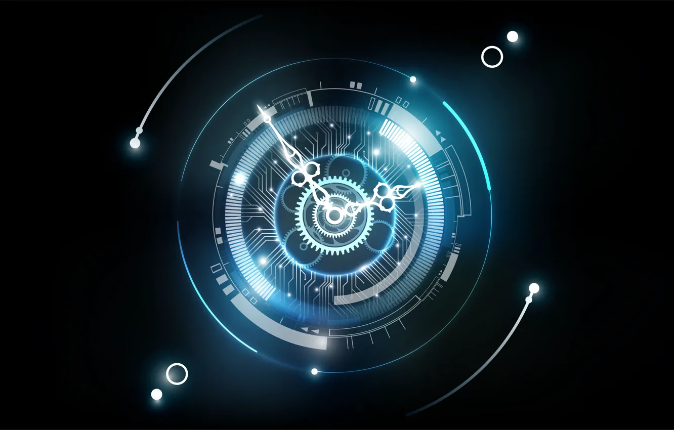 Фото обои Часы, Стрелки, Темный фон, Watch, Hands, Таймер, Timer, Futuristic