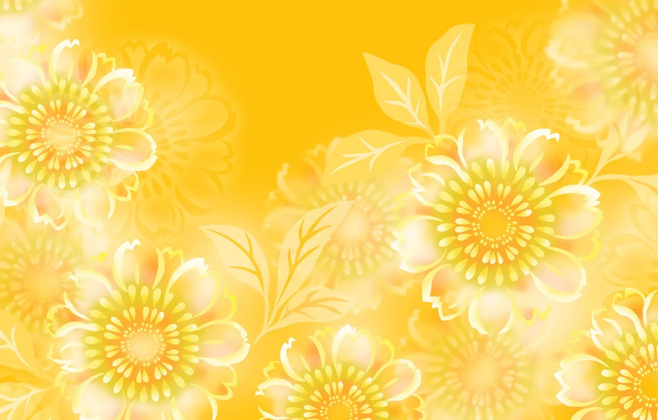 Фото обои цветы, желтый, узор