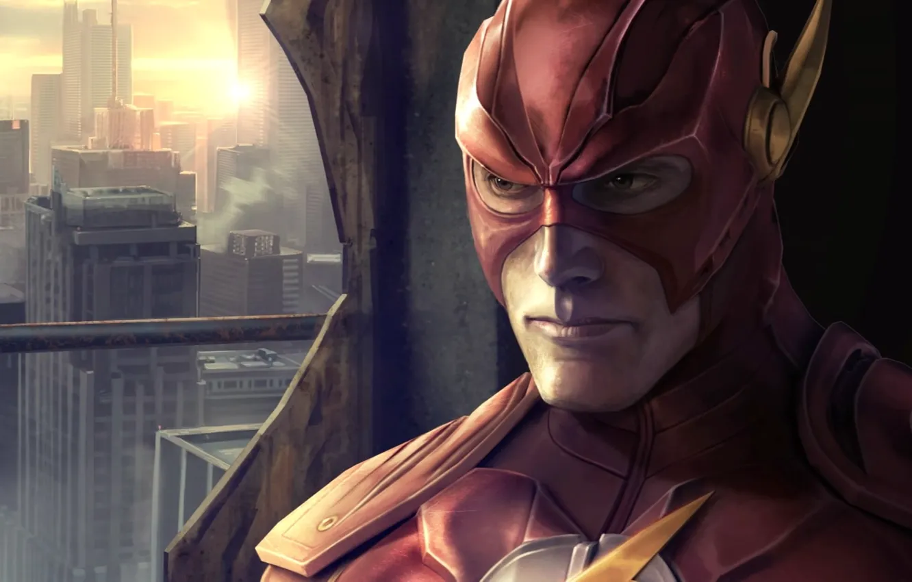 Фото обои лицо, фантастика, маска, крупным планом, Флэш, The Flash, Barry Allen