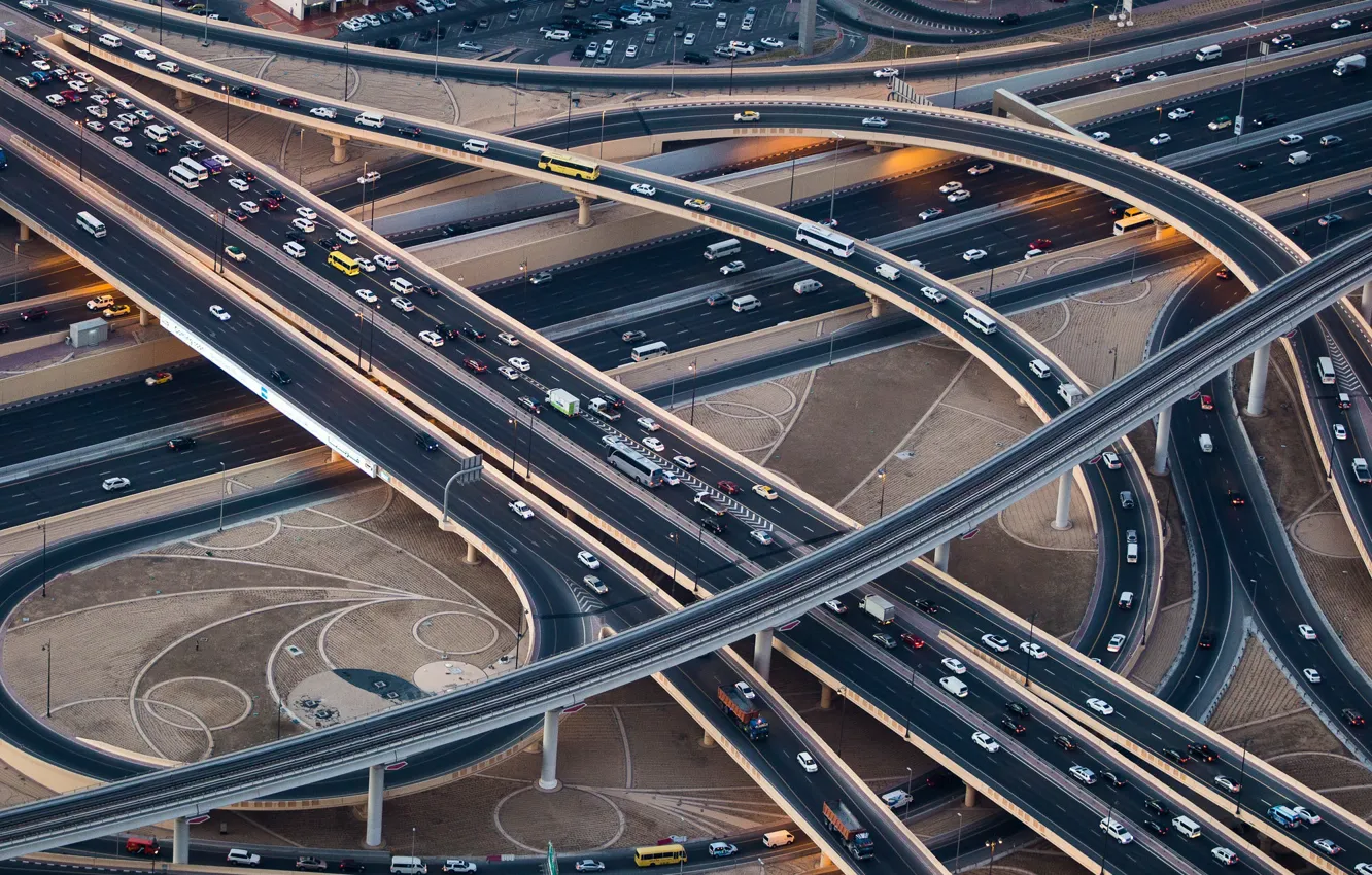 Фото обои Dubai, Highway, Autobahn, Crossing, التجمع 345, دبي